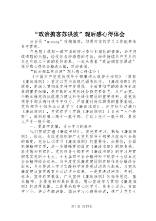 “政治掮客苏洪波”观后感心得体会