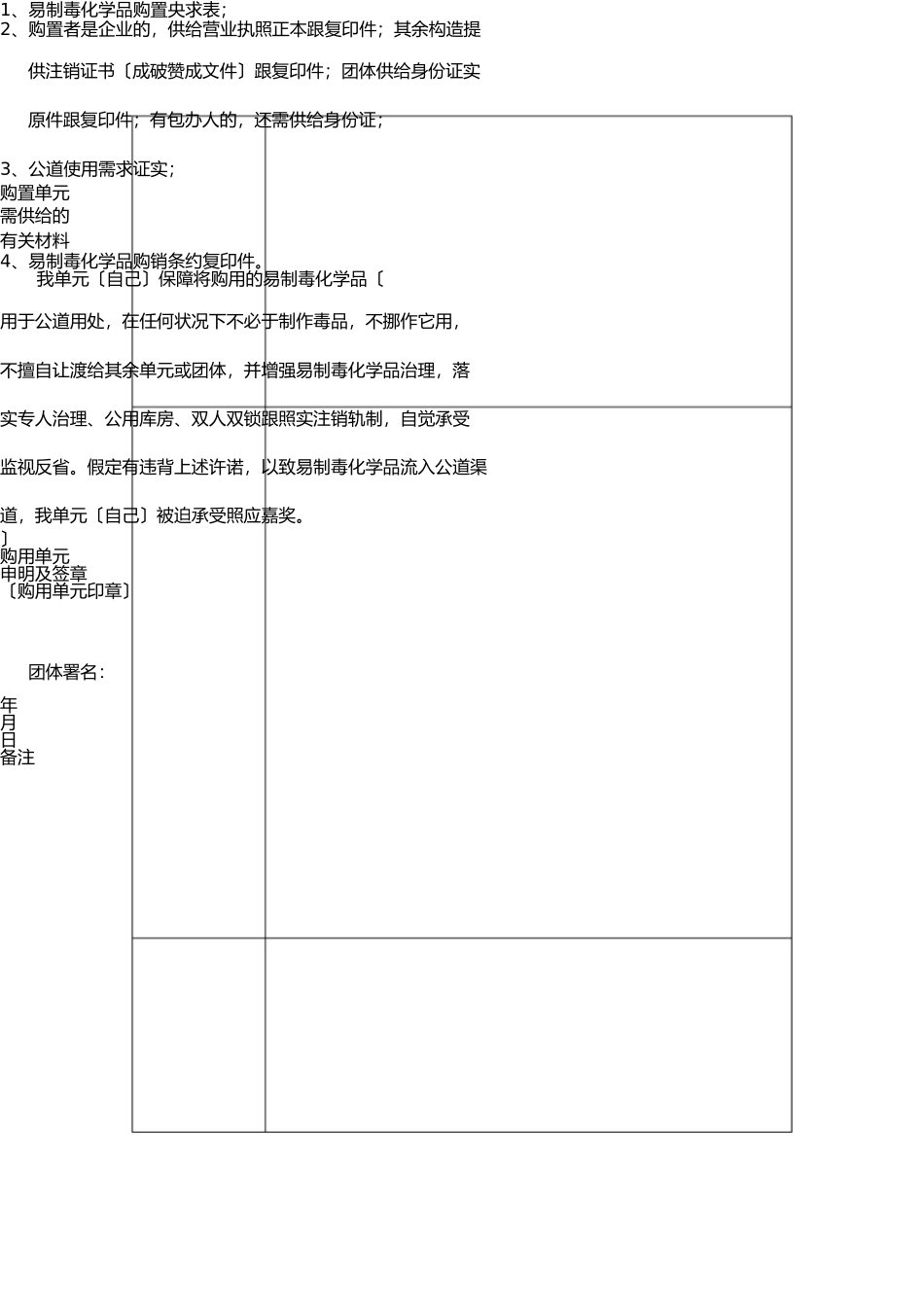 易制毒化学品购买申请表 _第2页