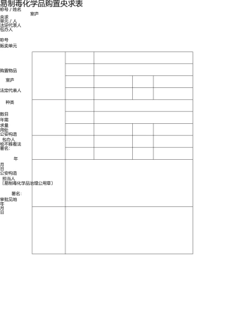 易制毒化学品购买申请表 