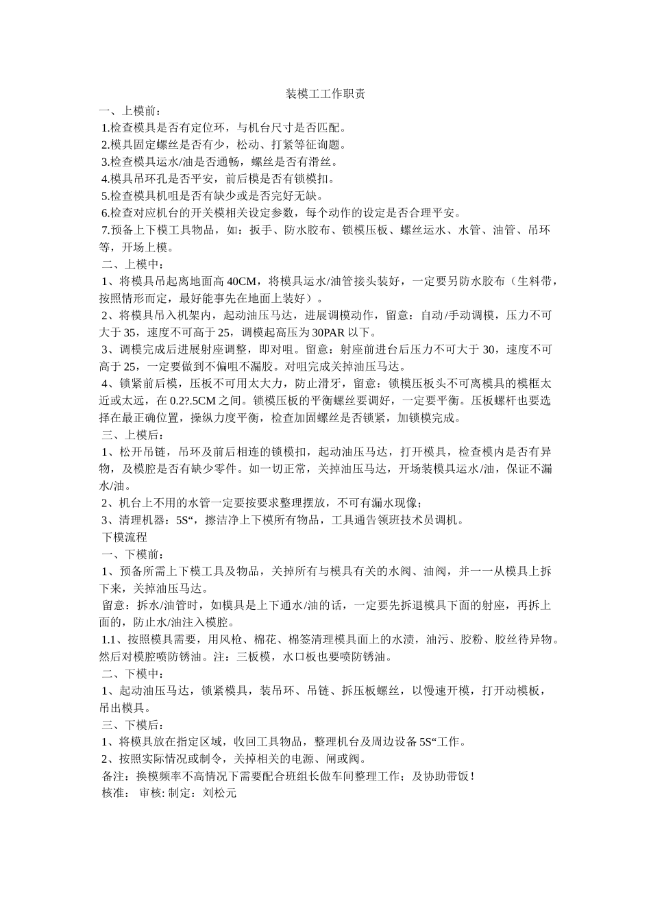 装模工ۥ工作职责精选 _第1页