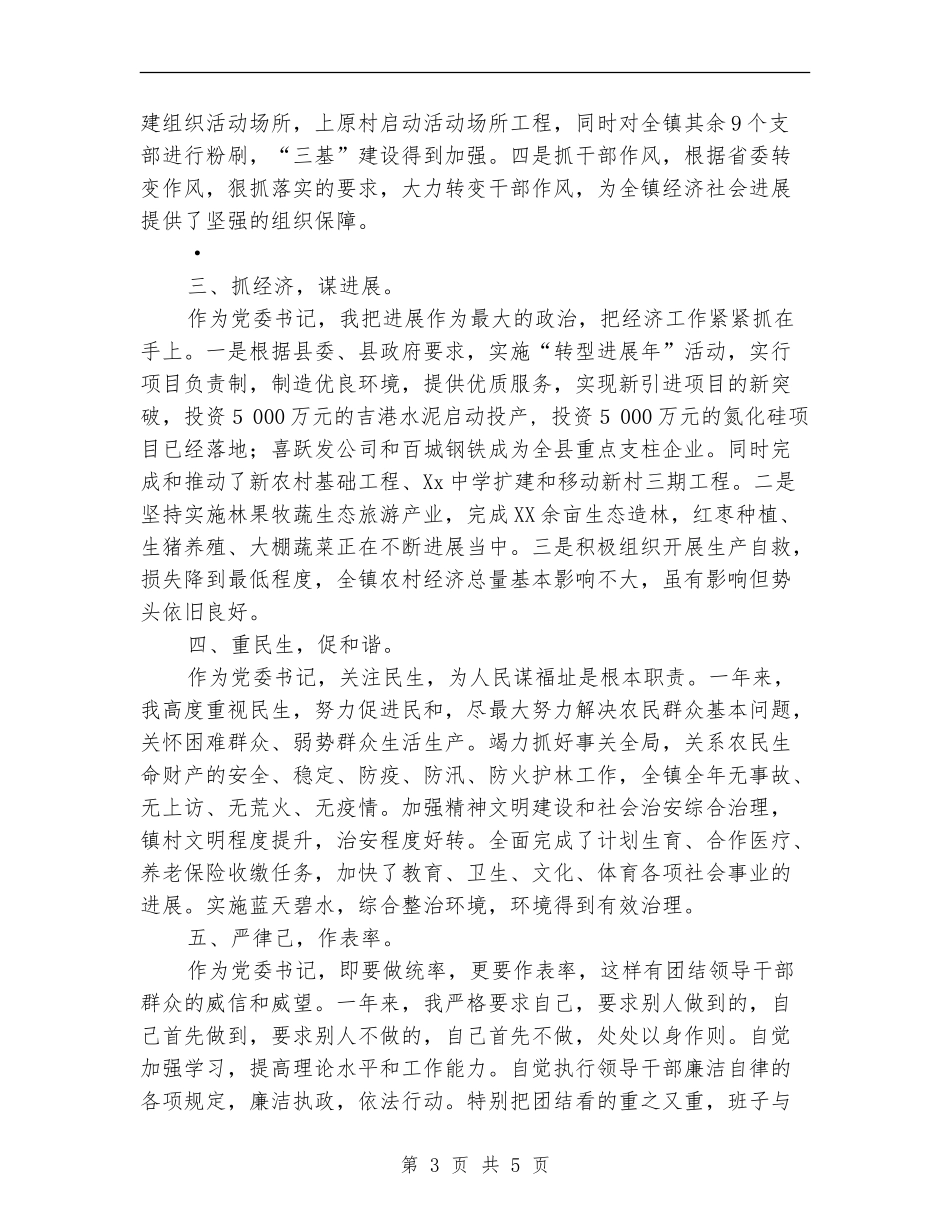 乡镇党委书记2024年个人述职述廉报告_第3页