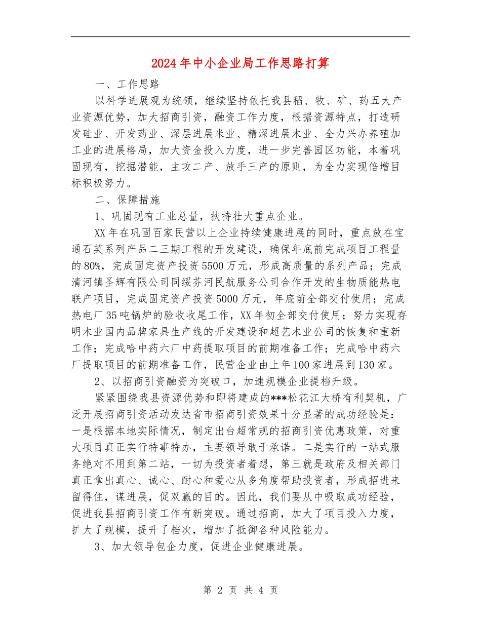 2024年中小企业局工作思路打算_第2页