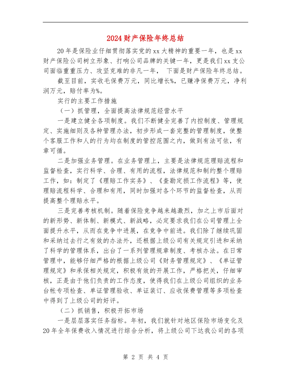2024财产保险年终总结_第2页