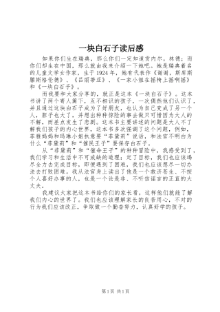 一块白石子读后感