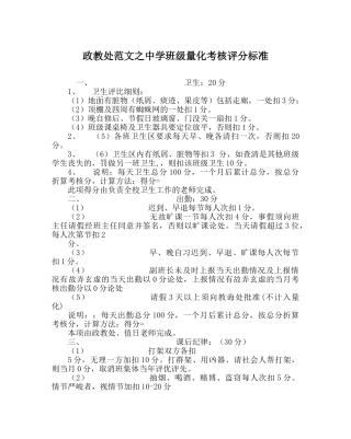 政教处范文班级量化考核评分标准 