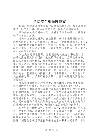 消防安全观后感范文