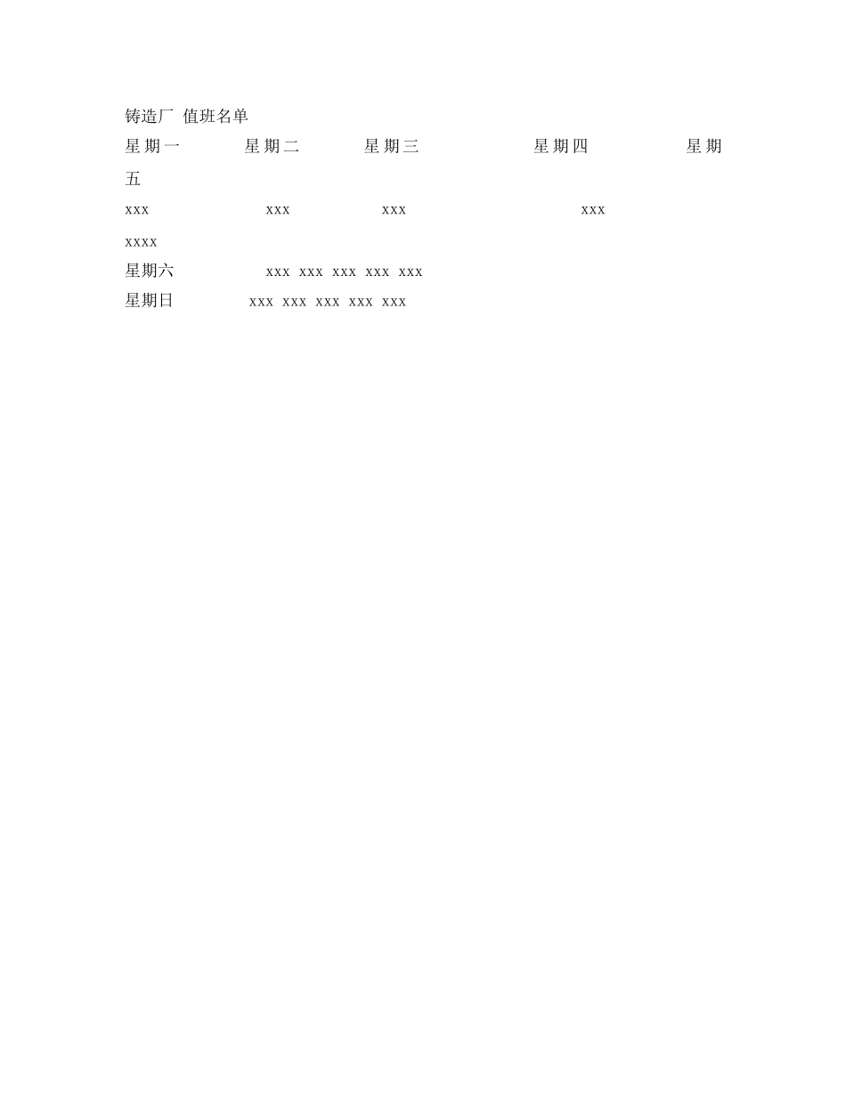 《安全管理制度》之集团铸造厂总值班制度 _第2页