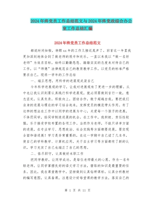 2024年终党员工作总结范文与2024年终党政综合办公室工作总结汇编