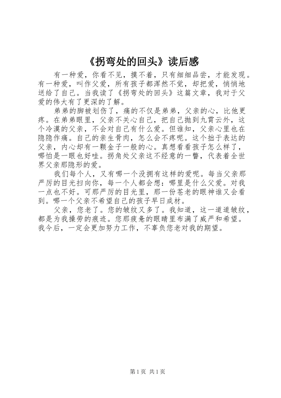 《拐弯处的回头》读后感_第1页