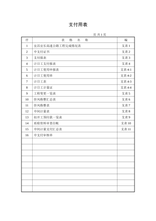 支付用表目录