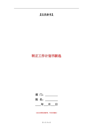 转正工作计划书新选