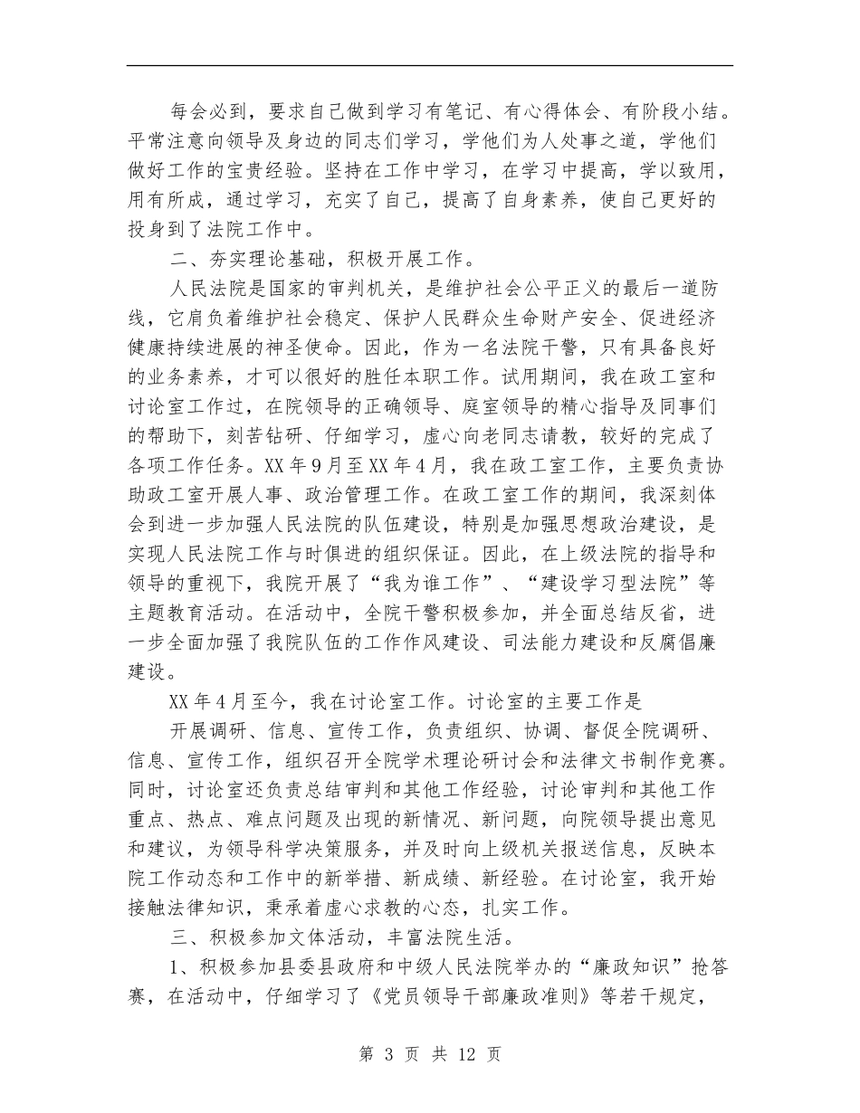 法院试用期工作总结_第3页