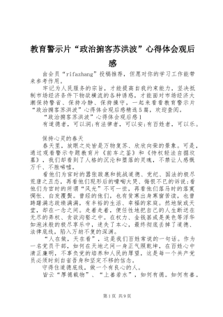 教育警示片“政治掮客苏洪波”心得体会观后感