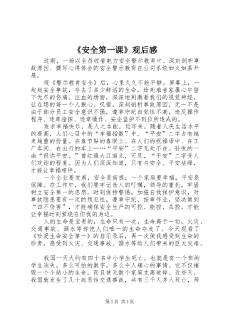 《安全第一课》观后感