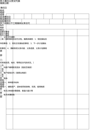 员工离职工作交接表 