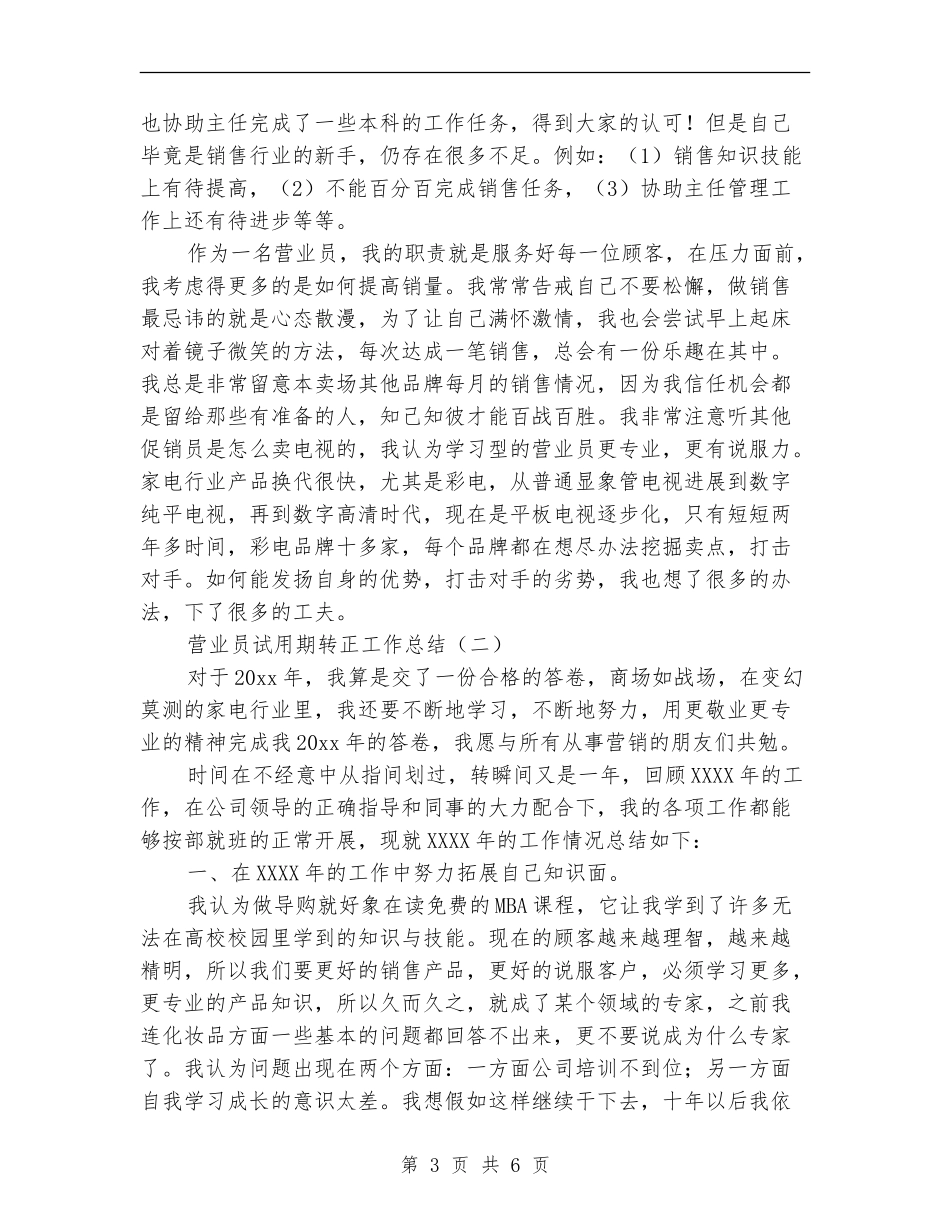 营业员试用期转正工作总结_第3页