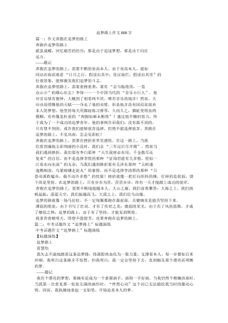 追梦路ۥ上作文800字精选 