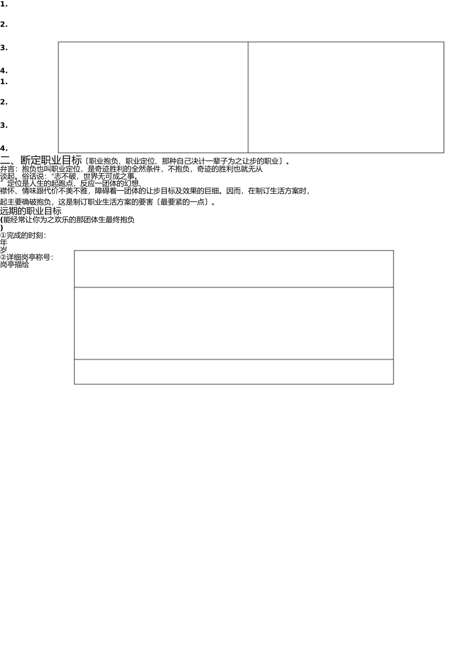 中职生职业生涯规划书(表格) _第2页