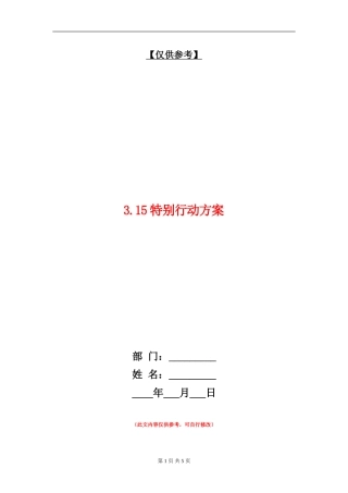 3.15特别行动方案
