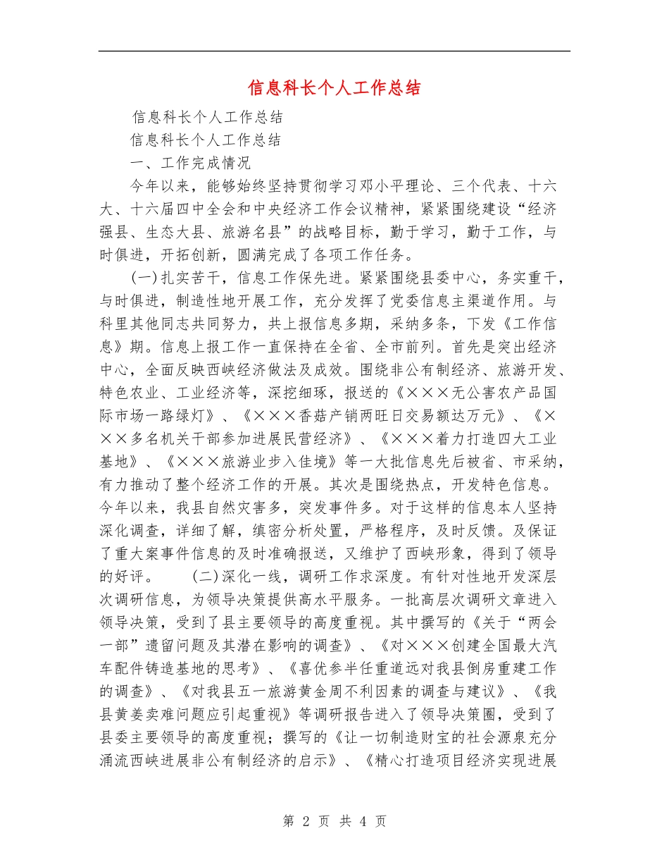 信息科长个人工作总结_第2页