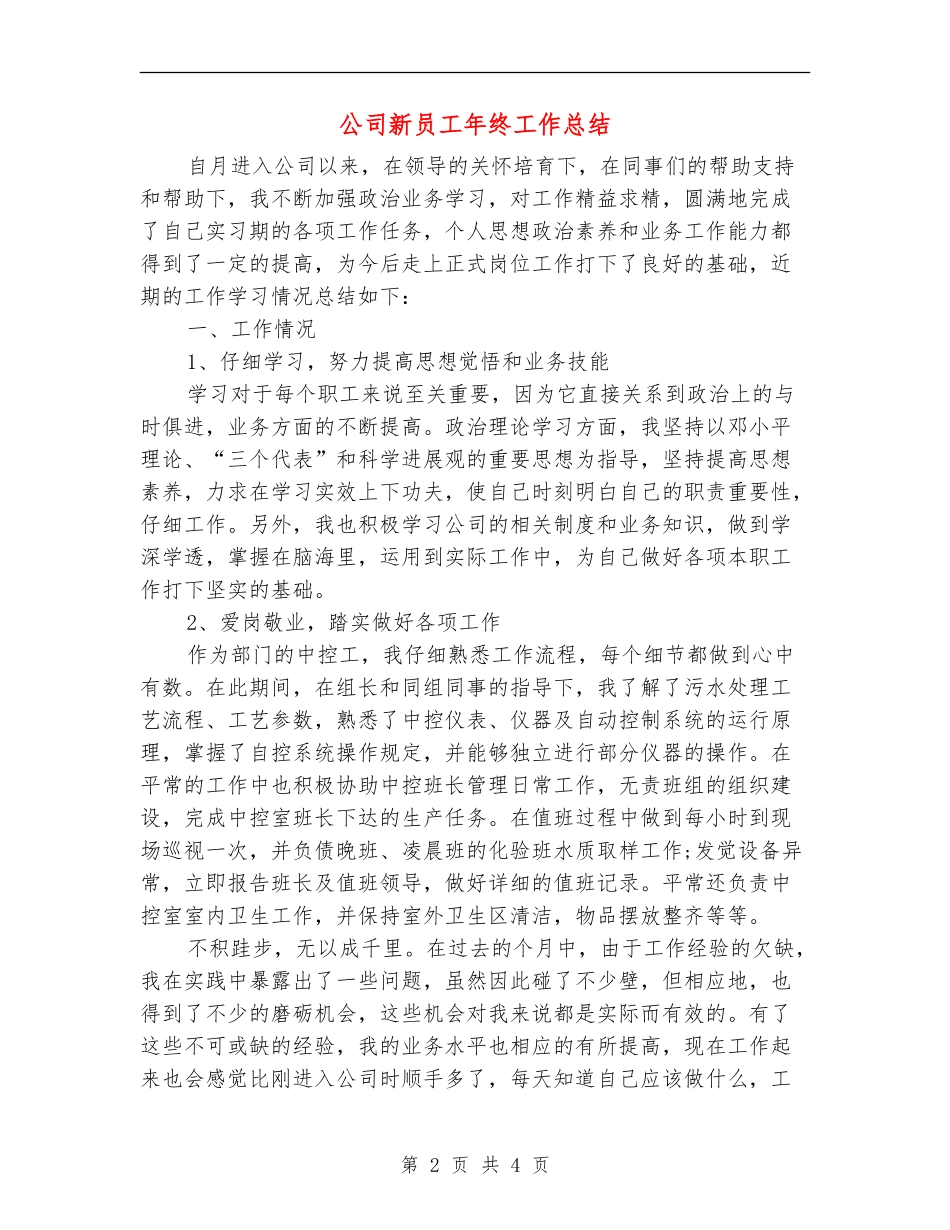 公司新员工年终工作总结_第2页