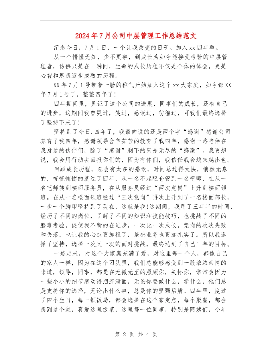 2024年7月公司中层管理工作总结范文_第2页