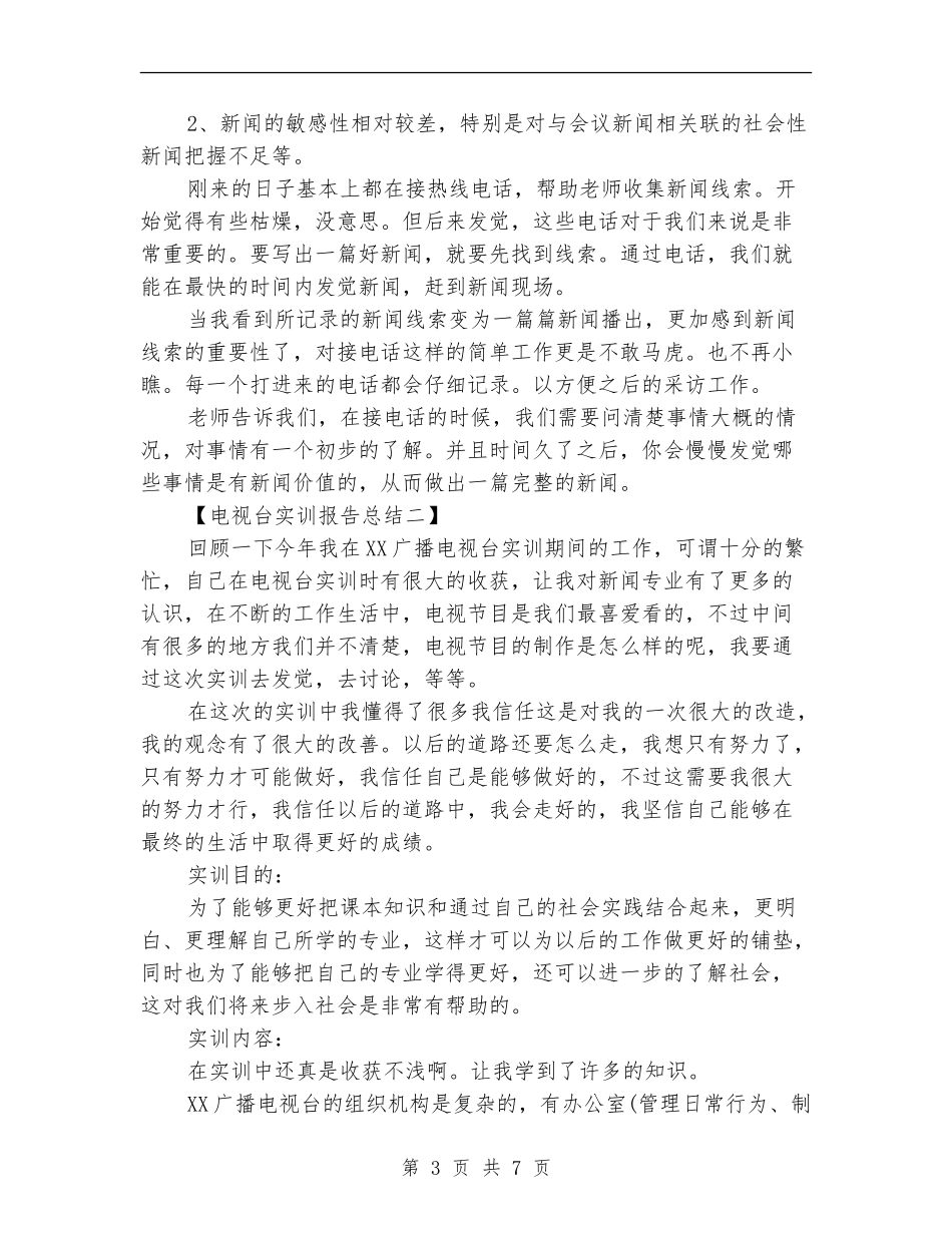 电视台实训报告总结_第3页