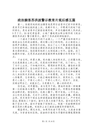 政治掮客苏洪波警示教育片观后感五篇