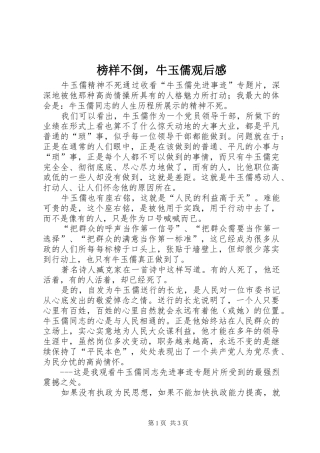 榜样不倒，牛玉儒观后感