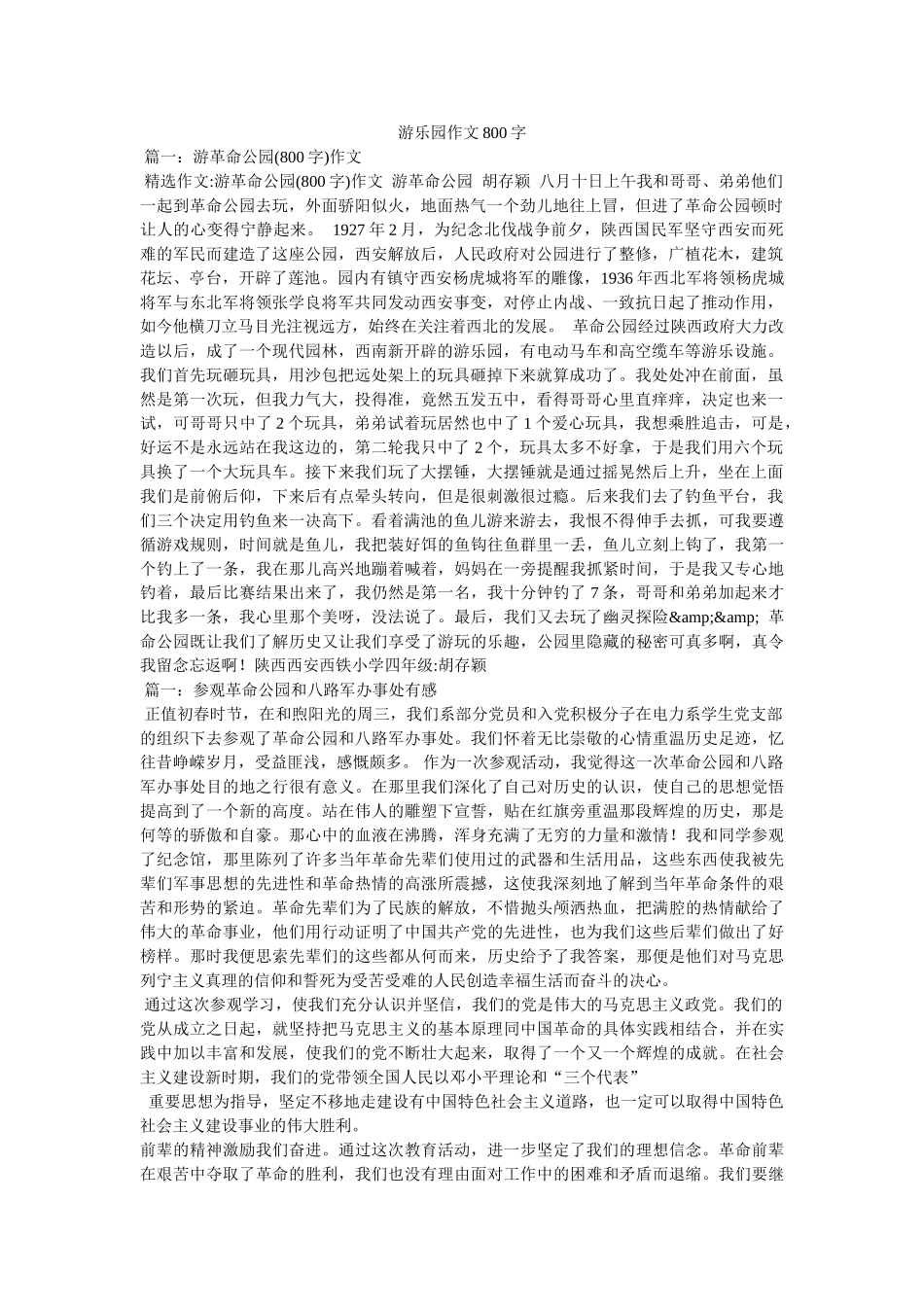 游乐园作文800字 _第1页