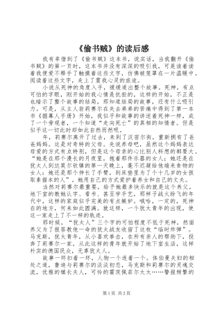 《偷书贼》的读后感