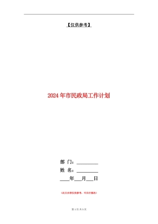 2024年市民政局工作计划