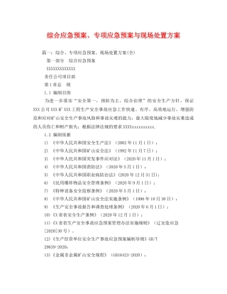 综合应急预案、专项应急预案与现场处置方案 