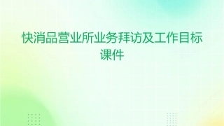 快消品营业所业务拜访及工作目标课件