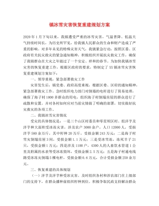 镇冰雪灾害恢复重建规划方案 