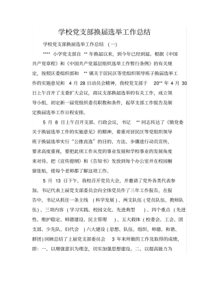 学校党支部换届选举工作总结