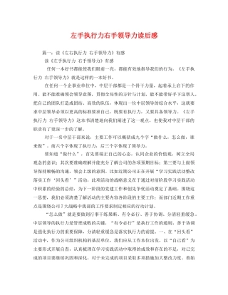 左手执行力右手领导力读后感2 