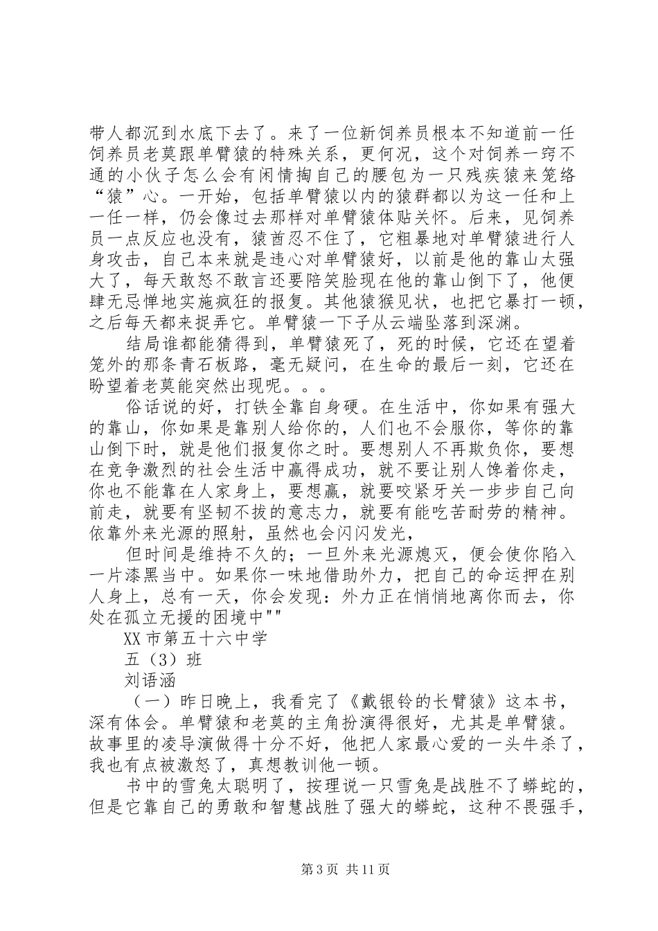 戴银铃的长臂猿读后感_第3页