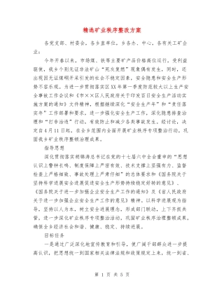 矿业秩序整改方案