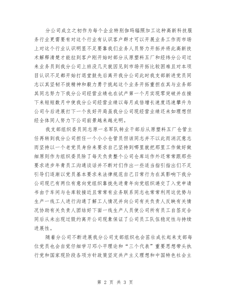 公司党支部自荐材料_第2页