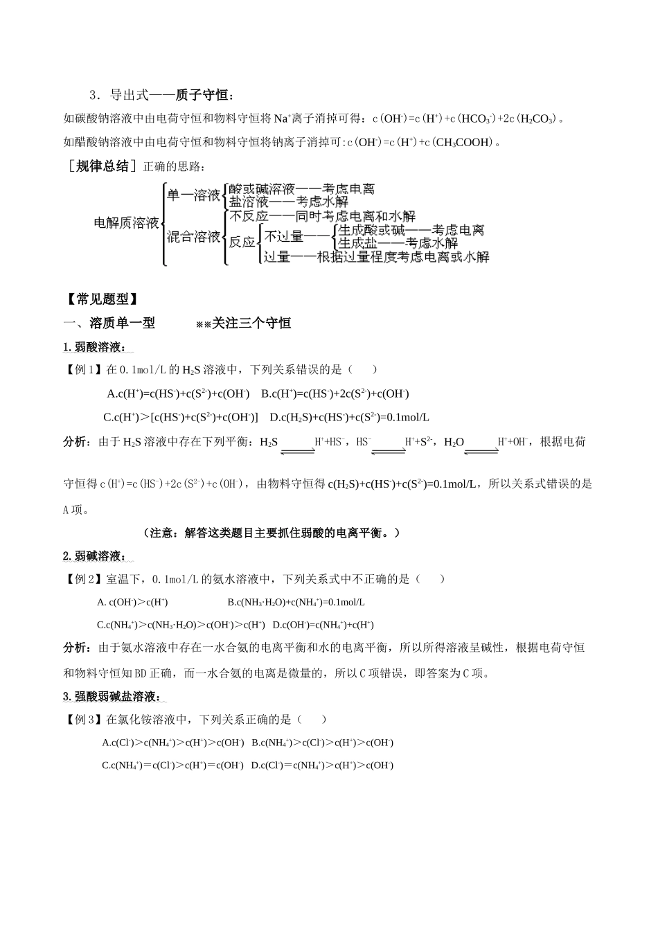 (备战2010高考)化学专题精讲溶液中离子浓度大小比较归类解析 doc--高中化学 _第2页