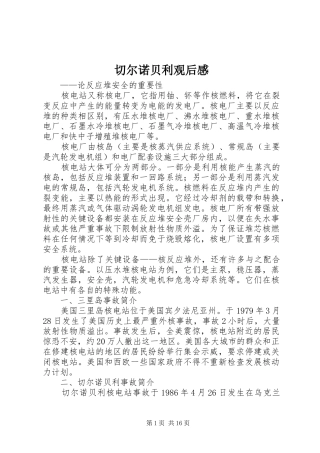 切尔诺贝利观后感
