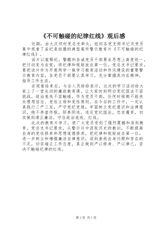 《不可触碰的纪律红线》观后感