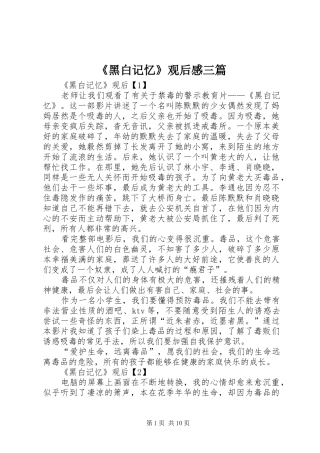 《黑白记忆》观后感三篇