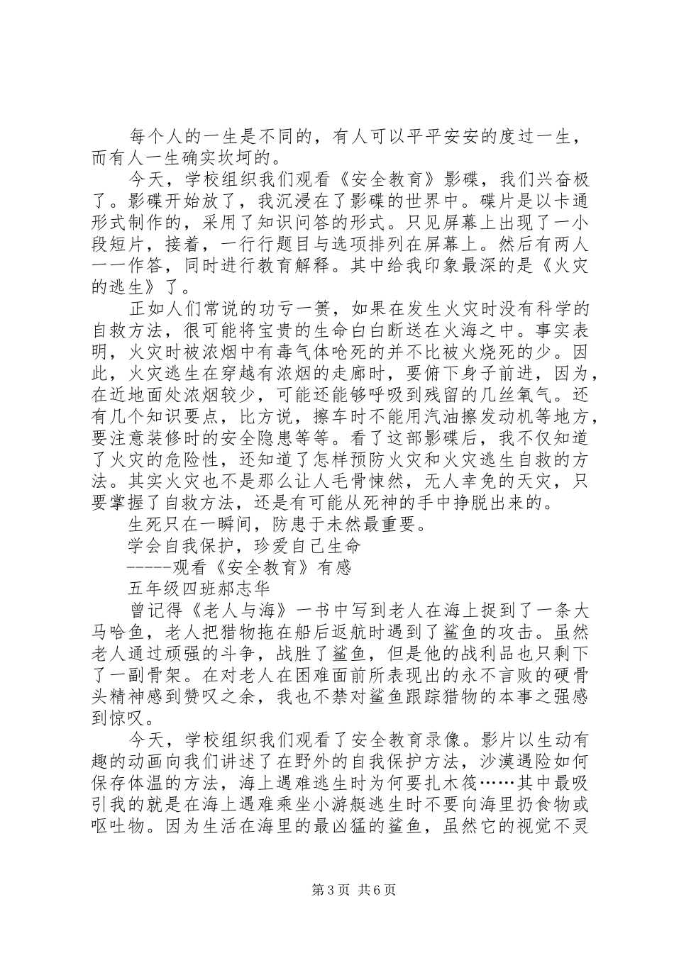 关于安全的观后感(精选多篇)_第3页