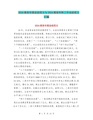 2024商务年度总结范文与2024商务年终工作总结范文汇编