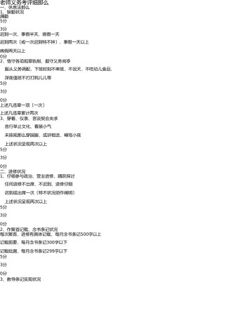 幼儿园教师工作考评细则 