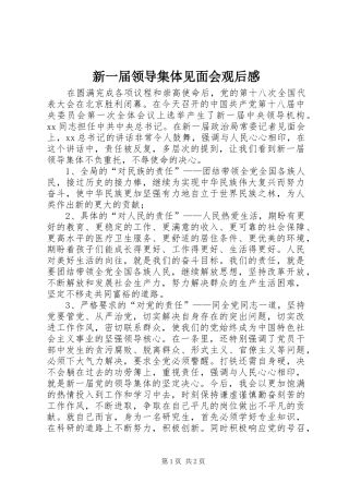 新一届领导集体见面会观后感