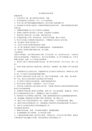 质安部职员岗位职责 
