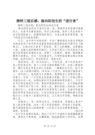 榜样三观后感：做向阳而生的“逆行者”